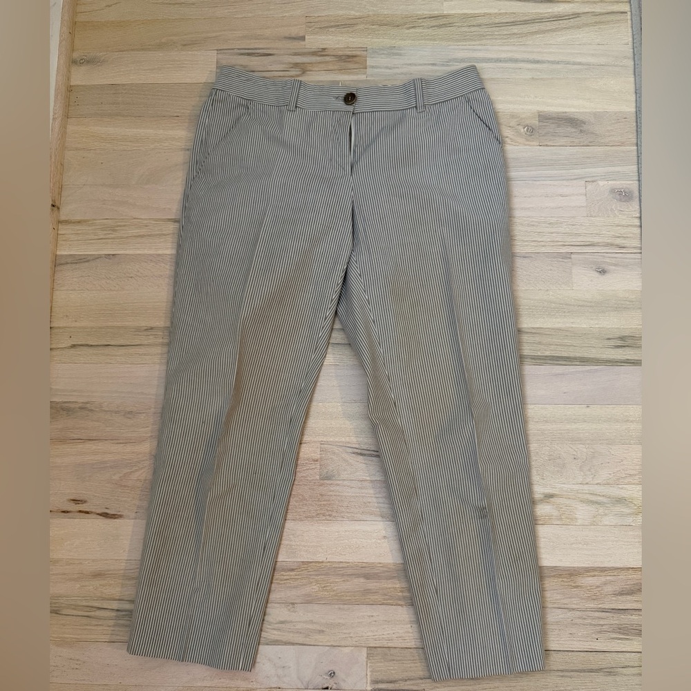 Etro Slim Ankle Pants in Black and White Pinstripe